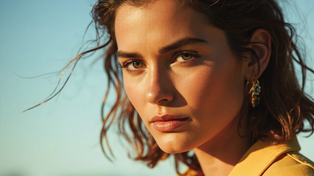 Ausdrucksstarkes Fashion-Editorial-Porträt in klarem Studiolicht
